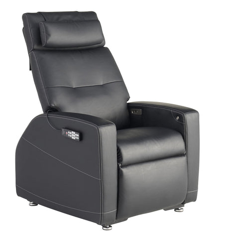 Laevo ZG Chair with Lift Assist in black leather, featuring power lift function and ergonomic design with adjustable headrest
