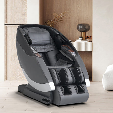 Super Novo 2.0 Massage Chair in sleek gray and black design, positioned in modern minimal room setting