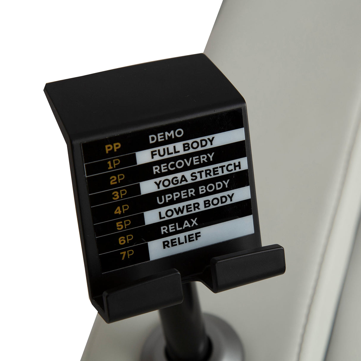 Control panel close-up showing massage program options on WholeBody® ROVE Massage Chair.