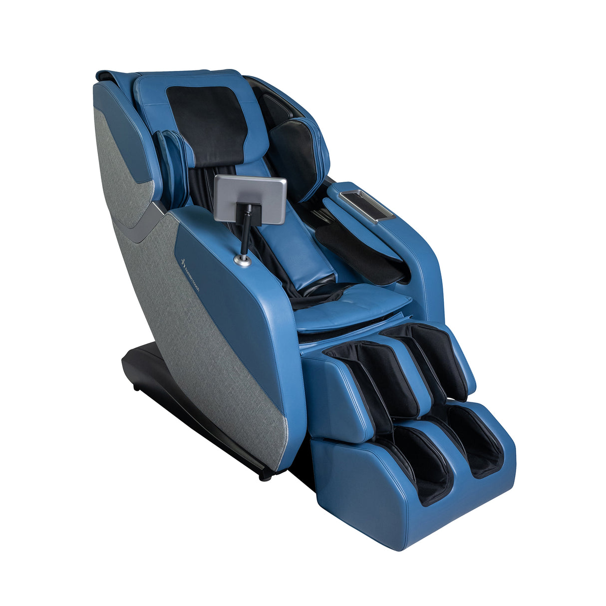 WholeBody® ROVE Massage Chair in blue with L-track design for full-body relaxation and recovery.