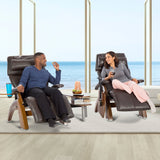 Perfect Chair Laptop Desk shown with two luxury recliners by oceanfront window for comfortable work and relaxation