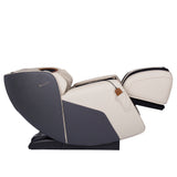 Quies Massage Chair in reclined position featuring full-body massage with L-track from neck to thighs for ultimate relaxation.
