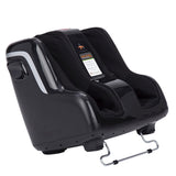 Reflex5s Foot and Calf Massager with black ergonomic design featuring dual massage chambers and silver accents