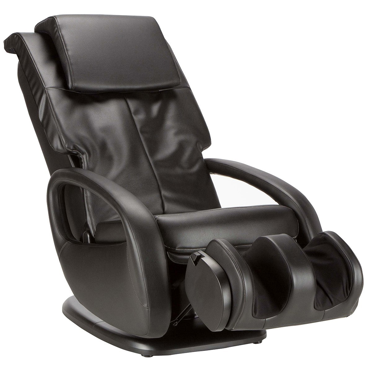 WholeBody 5.1 Massage Chair in black leather with curved armrests and modern design, showcasing FlexGlide massage features