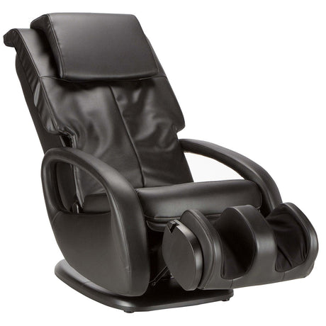 WholeBody 5.1 Massage Chair in black leather with curved armrests and modern design, showcasing FlexGlide massage features