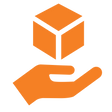 Orange icon showing hand holding package for White Glove Delivery XL service