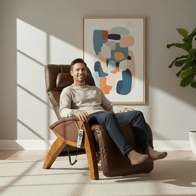 Man sitting in a Hale ZG Recliner smiling